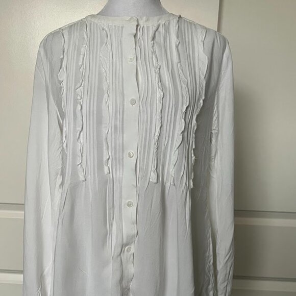 Sundance Tops - Sundance White Ruffle Boho Long Sleeve Blouse Top Size XS